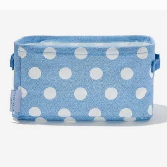 NEW! STEEL Mill And Co Storage Bins Set Of 3 In Blue And White Polka dot - Picture 3 of 5